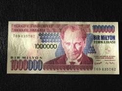 7. EMİSYON 3. TERTİP 1000000 MİLYON TÜRK LİRASI - ÇİL - T69 435762 (IŞIKLI FOTOSU YÜKLÜDÜR)