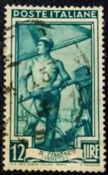 1950 İtalya Pulu - Çalışan İtalya Serisi 12 Liret
