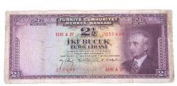 LOT.10 » 3.EMİSYON 1.TERTİP İNÖNÜ 2,5 İKİ BUÇUK TÜRK LİRASI