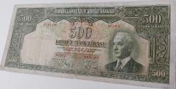 2.EMİSYON 2.TERTİP İNÖNÜ 500 TÜRK LİRASI KAĞIT PARA SERİ H7 0302 SERİ NUMARALI ORİJİNAL 2024 KATALOK FİYATI;15.000$ DOLARDIR ÇOK ÇOK NADİRDİR PEK ÇIKMAZ