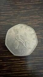 1969 NEW PENSE 50 ELIZABETH GENİŞ STİL İNGİLTERE KOLEKSİYONLUK NADİR METAL PARA