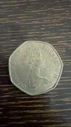 1969 NEW PENSE 50 ELIZABETH GENİŞ STİL İNGİLTERE KOLEKSİYONLUK NADİR METAL PARA