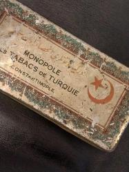 Osmanlıca & Fransızca Yazılı Teneke Sigara Kutusu 100 adetlik.Boş Dekorluk,  Koleksiyonluk Teneke Kutu.15.5x7.5x4cm