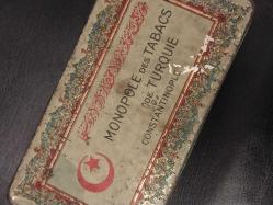 Osmanlıca & Fransızca Yazılı Teneke Sigara Kutusu 100 adetlik.Boş Dekorluk,  Koleksiyonluk Teneke Kutu.14 x 7 x 4 cm