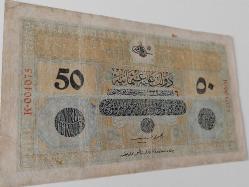 6 AĞUSTOS 1332 SULTAN 5.MEHMET REŞAT 50 LİRA ORİJİNAL KAĞIT PARA K.004075 SERİ NOLU ÇOK ÇOK TEMİZ PEK ÇIKMAZ