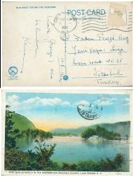 1932 Yılında Amerika Newyork'dan İstanbula Gönderimiş Çizim Kartpostal