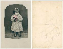 Arkası 1937 de Nebahat 3 yaşında Yazılı Stüdyo Çocuk Fotoğrafı