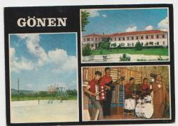 ESKİ DÖNEM BALIKESİR GÖNEN DERMAN OTEL GÖRSELLİ PARÇALI KARTPOSTAL