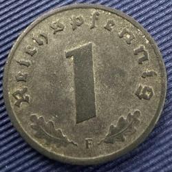 Nazi Almanyası 1 Reichspfennig 1942 F. Çinko. Gamalı Haç Detaylı.