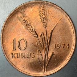 TÜRKİYE CUMHURİYETİ 10 KURUŞ 1974 ÇİL.