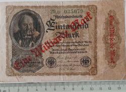 1922 ALMANYA-BERLİN REİCH 1000 MARK ÜZERİNE 1 MİLYAR SÜRŞARJLI ORİJİNAL KAĞIT PARASI 29AF 035079 ÇOK NADİRDİR