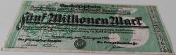 1923 ALMANYA-HAMBURG 5 MİLYON MARK ORİJİNAL KAĞIT PARASI D 686090 ÇOK NADİRDİR