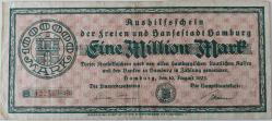 1923 ALMANYA-HAMBURG 1 MİLYON MARK ORİJİNAL KAĞIT PARASI B 422533 ÇOK NADİRDİR