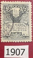 1907...KLASİK.SAN MARİNO.BOLLO TEK PUL.DAMGAS