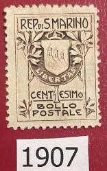 1907...KLASİK.SAN MARİNO.BOLLO TEK PUL.DAMGAS