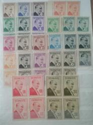 1957 ATATÜRK 'ÇİFT ÇİZGİLİ ÇERÇEVELİ PORTRE 4 LÜ BLOK