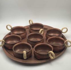 8'Lİ ALMAN ZİNT MARKA TEPSİLİ BAKIR KUPA TAKIMI