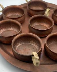 8'Lİ ALMAN ZİNT MARKA TEPSİLİ BAKIR KUPA TAKIMI