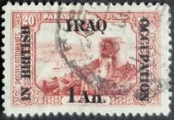+++ IRAK İNGİLİZ İŞGAL- OSMANLI PULLARI ÜZERİNE SÜRŞARJLI     1918    1A    - DAMGALI