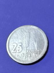 1936 Gümüş 25 Kuruş Orjinal Eski Para orjinaldir