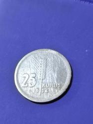 1936 Gümüş 25 Kuruş Orjinal Eski Para orjinaldir
