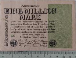 1923 ALMANYA-BERLİN 1 MİLYON MARK ORİJİNAL KAĞIT PARASI ÇOK NADİRDİR
