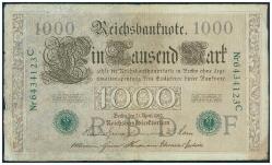 1910 Almanya 1000 Mark Yeşil Mühürlü