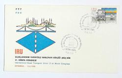 1988 FDC Uluslararası Karayolu Nakliyatı Birliği (IRU), İstanbul, 13.06.1988, PTT M.O.B.Y.D. İlk Gün Zarfı (FDC-395)