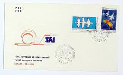1988 FDC Türk Havacılık ve Uzay Sanayii, Ankara, 28.10.1988, PTT M.O.B.Y.D. İlk Gün Zarfı (FDC-402)