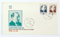 1989 FDC Atatürk Portreli Sürekli Seri, Ankara, 16.08.1989, PTT M.O.B.Y.D. İlk Gün Zarfı (FDC-415)