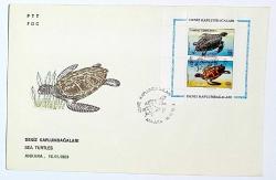 1989 FDC Deniz Kaplumbağaları, Ankara, 16.11.1989, PTT M.O.B.Y.D. İlk Gün Zarfı (FDC-419)