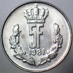 LÜKSEMBURG 5 FRANK 1981 ÇİL(-)