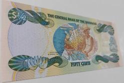 2001 BAHAMALAR 5 CENTS (½ DOLLAR) ORİJİNAL KAĞIT PARASI ÇİL A1160779 NADİRDİR