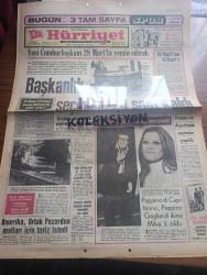 Hürriyet Gazetesi - Turkish Newspaper - 12 mart 1973 - yeni cumhurbaşkanı 28 Mart'ta yemin edecek - Cevdet Sunay'ın koltuğu yeni sahibini bekliyor fotoğraf - 12 Mart muhtırasından 13 Mart'a - başkanlık seçimine 24 saat kaldı - seçimin ne şekilde yapılacağı belli oldu - 12 Mart 1971'den sonra Türkiye'de neler oldu - kadın memurların 20 erkeklerin 25 yılda emekli olabilmesi istendi - Makarios yönetimi Rauf Denktaş'a pasaport vermemekte ısrarlı - Zeki Müren'in villasına taksi girdi fotoğraf - San Remo şarkı festivali sonuçlandı - Peppino Di Capri Birinci Peppino Gagliardi ikinci Milva 3. Oldu fotoğraf - Fransa ve Arjantinde seçimler yapıldı - Amerika ortak pazardan malları için taviz istedi - geriye bakmayacağım yazan ve çizen Faruk Geç - serbest kürsü herkese söz hakkı yöneten Tahsin Öztin - İstanbul Ankara İzmir Radyosu Programı - burç falınız - Kerbela röportaj Necmi Onur fotoğraflar Necdet İşler Yazı Dizisi - Hz Ali'nin yıkandığı yer Fotoğrafı - Hz Ali'nin 1300 yıllık küfedeki evi