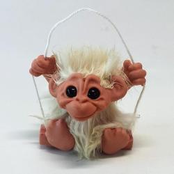 Vintage Rauls Happy Gang Salıncakta Maymun Gonk Troll Bebek Oyuncak Figür İngiltere Yapımı 1960'lar. Tüyleri Tavşan Tüyü.