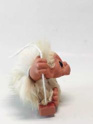 Vintage Rauls Happy Gang Salıncakta Maymun Gonk Troll Bebek Oyuncak Figür İngiltere Yapımı 1960'lar. Tüyleri Tavşan Tüyü.