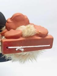 Vintage Rauls Happy Gang Salıncakta Maymun Gonk Troll Bebek Oyuncak Figür İngiltere Yapımı 1960'lar. Tüyleri Tavşan Tüyü.