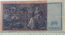 1910 ALMANYA 100 MARK REİCH DÖNEMİ ORİJİNAL KAĞIT PARASI YEŞİL MÜHÜRLÜ OLANI G.5054743 SERİ NOLU ÇOK NADİRDİR