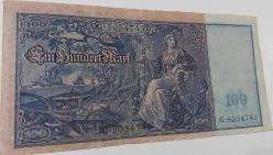 1910 ALMANYA 100 MARK REİCH DÖNEMİ ORİJİNAL KAĞIT PARASI YEŞİL MÜHÜRLÜ OLANI G.5054743 SERİ NOLU ÇOK NADİRDİR
