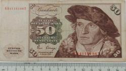 1980 ALMANYA 50 MARK ORİJİNAL KAĞIT PARASI KH4118186T SERİ NOLU ÇOK NADİRDİR