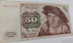 1980 ALMANYA 50 MARK ORİJİNAL KAĞIT PARASI KH4118186T SERİ NOLU ÇOK NADİRDİR