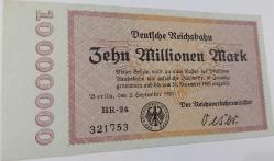 1923 ALMANYA BERLİN 10.000.000 MARK ORİJİNAL ŞEHİR KAĞIT PARASI HR-24.321753 SERİ NOLU ÇOK NADİRDİR