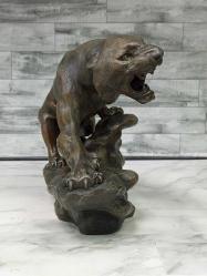 Antika Fransız Thomas Francois Cartier İmzalı Bronz Panter Heykeli