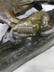 Antika Fransız Thomas Francois Cartier İmzalı Bronz Panter Heykeli