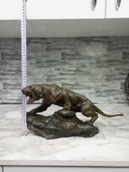 Antika Fransız Thomas Francois Cartier İmzalı Bronz Panter Heykeli