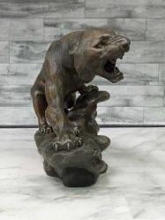 Antika Fransız Thomas Francois Cartier İmzalı Bronz Panter Heykeli