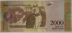 VENEZUELA 2000 BOLİVAR 2016 ÇİL PARA RESİMDEKİ
