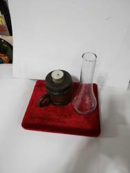 ESKİ GAZ LAMBASI FORMUNDA YEK PARE AHŞAPTAN EL YAPIMI MUMLUK