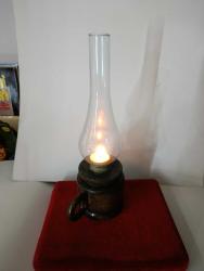 ESKİ GAZ LAMBASI FORMUNDA YEK PARE AHŞAPTAN EL YAPIMI MUMLUK