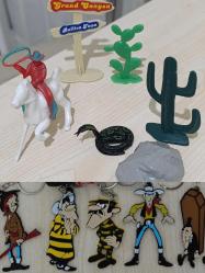 Western Teksas vahşi batı kovboy Red Kit lucky Luke anahtarlık süs figür oyuncak set nadir bulunur koleksiyon dekor tasarım hediye vintage retro nostalji hobi reklam promosyon minyatür diorama